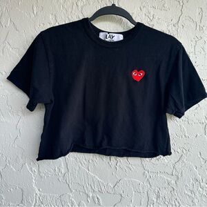 COMME DES GARÇONS Play Tee Shirt Women Small Black Crop